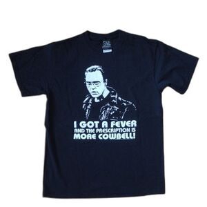 SNL Black Short Sleeve Unisex Cotton Tee More Cowbell Size  Medium